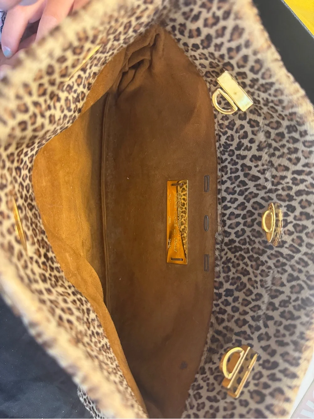 Origami Square First Edition Italian Leopard Hair-On-Hide Clutch